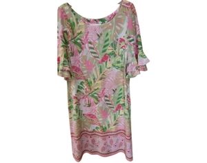 Pappagallo Oasis Flutter Sleeve Tropical Print Shift Dress NWT